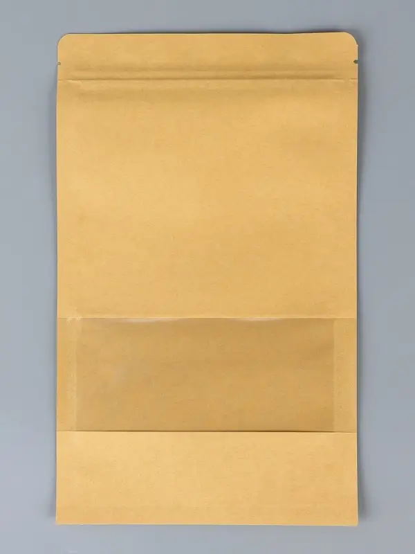 Пакет Zip - lock Крафт с прямоугольным окном, плоский, 16&times;26 см