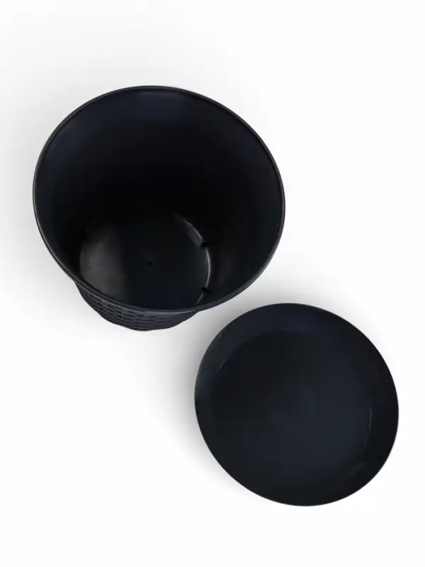 Кашпо для цветов &laquo;Ротанг&raquo;, 6.1 л, d=25.5 см, h=18.9 см, пластиковое, с поддоном, серое