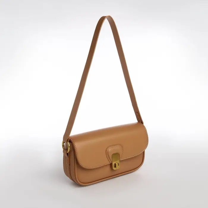 Сумка женская багет TEXTURA на молнии, 21&times;6&times;11 см, светло-коричневая