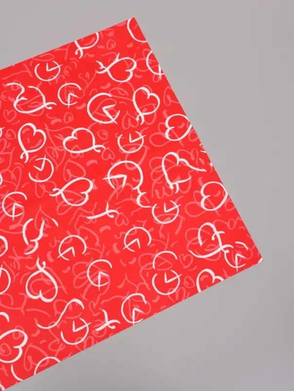 Пленка для цветов, &laquo;Сердца&raquo;, красная, 57&times;57 см