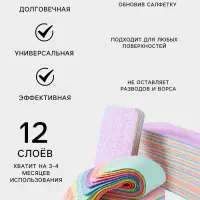 Салфетка многослойная для уборки из микрофибры MicroPVA, 12&times;7 см, 12 слоев