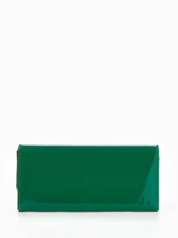 Кошелёк женский на магните, 19.5&times;2.5&times;9 см, лаковый, зелёный