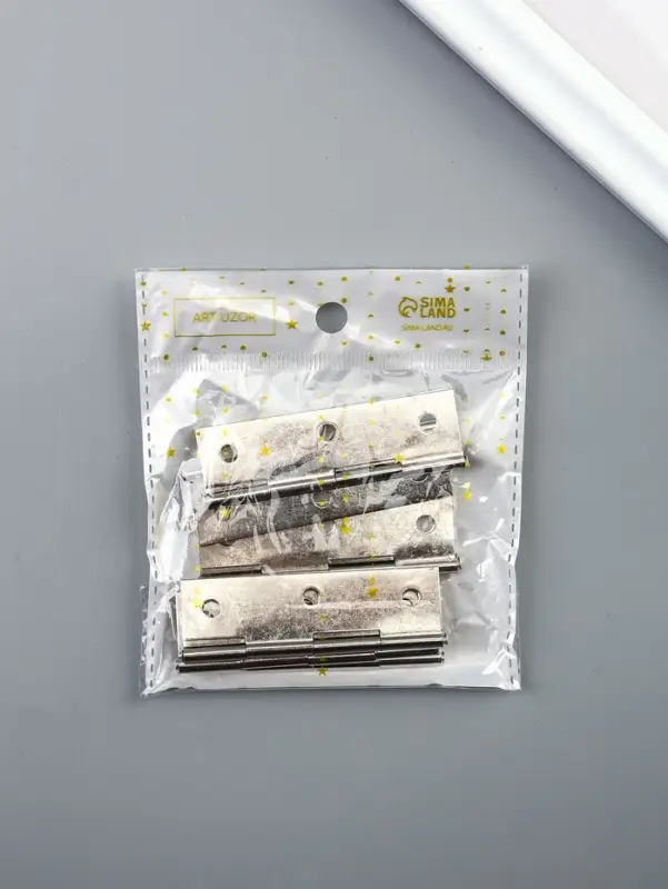 Петля для шкатулки металл с прямыми углами серебро набор 6 шт 3,7х6,7 см Петля для шкатулки металл с прямыми углами серебро набор 6 шт 3,7х6,7 см