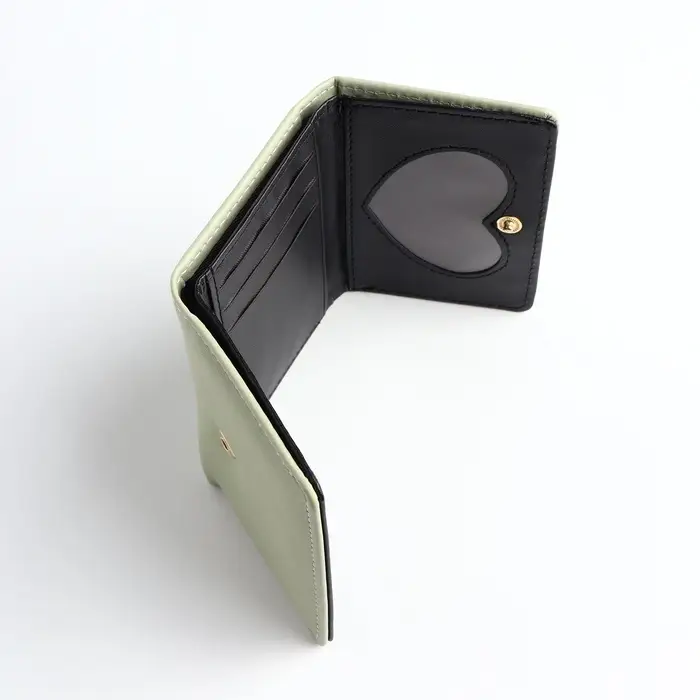 Кошелёк &laquo;Цветочек&raquo;, маленький, для девочки, на кнопке, зелёный