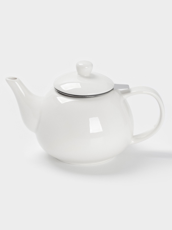 Чайник заварочный «Глянец», 1100 мл, белый, металл сито Чайник заварочный «Глянец», 1100 мл, белый, металл сито