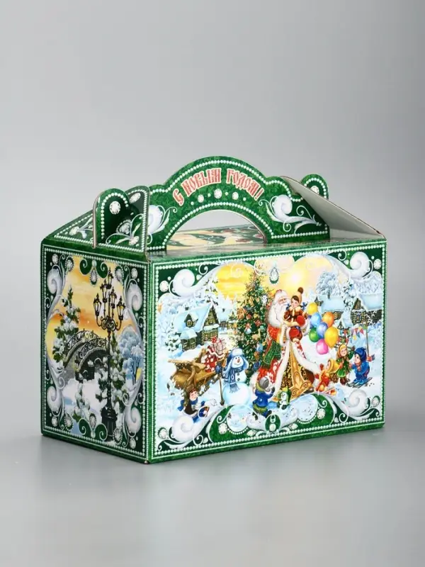 Подарочная новогодняя коробка Подарочная новогодняя коробка "Чудо-тройка", Чемоданчик средний 20×12×19 см 10653025