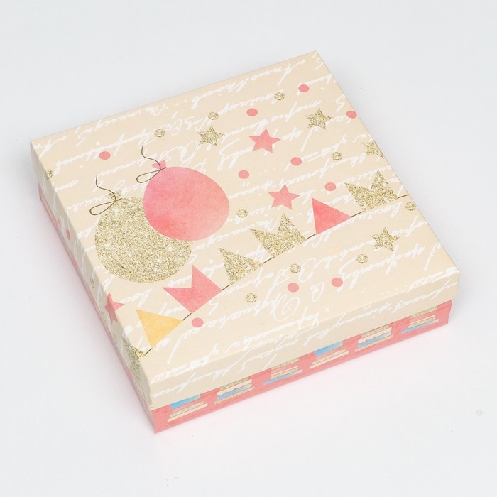 Коробка складная, "Праздничные шары"  23 х 23 х 6,5 см