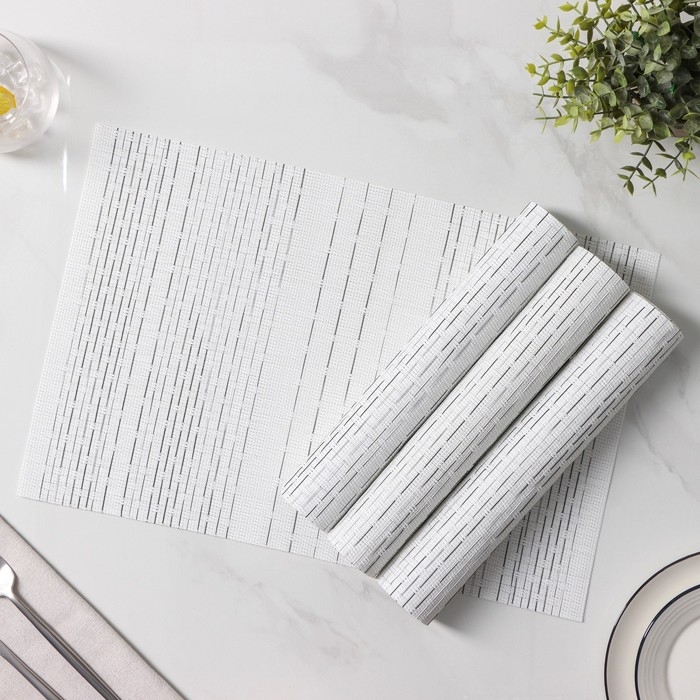 Салфетки сервировочные на стол Доляна «Ян», 4 шт, 30×45 см, цвет белый