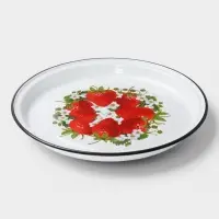 Поднос эмалированный круглый &laquo;Садовая клубника&raquo;, 2 л, d=36 см, с деколью, белый