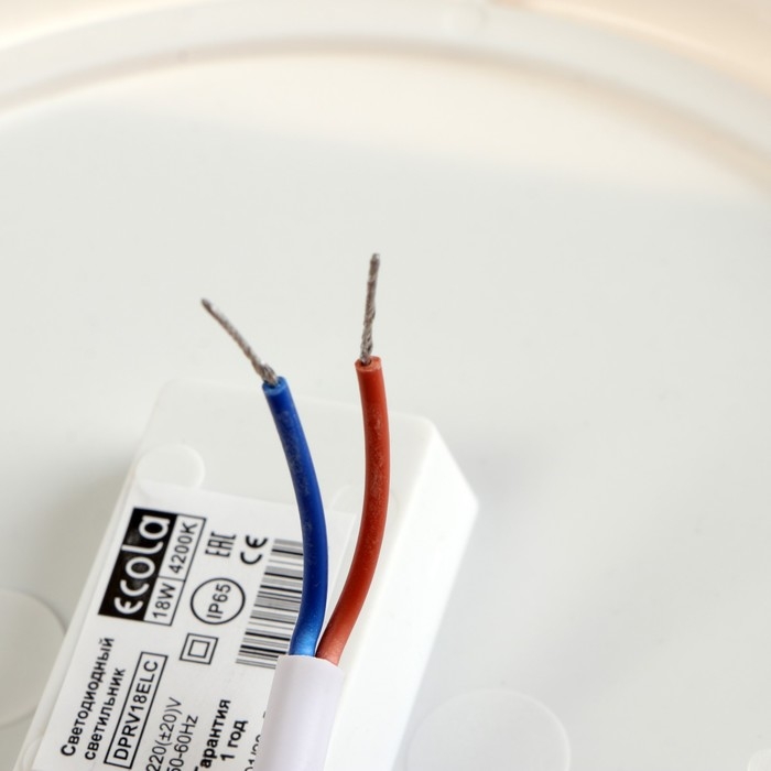 Светильник светодиодный Ecola, 18Вт, 4200К, 220В, IP65, 150х38мм, круглый, накладной, белый Светильник светодиодный Ecola, 18Вт, 4200К, 220В, IP65, 150х38мм, круглый, накладной, белый