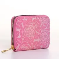 Кошелёк женский на молнии 11&times;2.5&times;9 см, с цветочным принтом, розовый