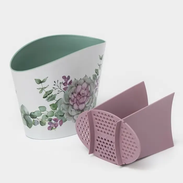 Подставка для столовых приборов &laquo;Каменная роза&raquo;, пластик, белый