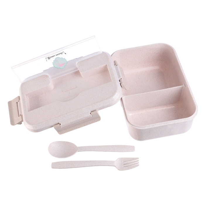 Ланч бокс с отделениями для еды, контейнер для еды, 1.1 л, 21.5 х 7.6 х 15 см, бежевый
