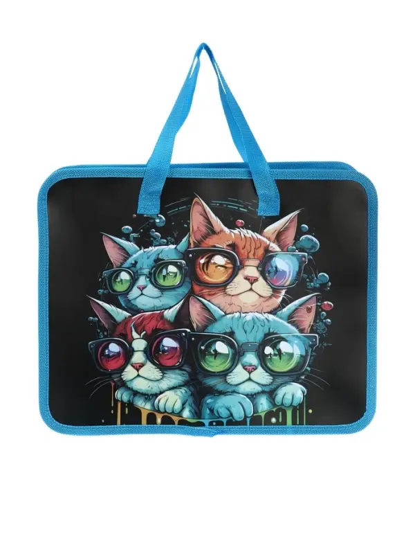 Папка с ручками &laquo;Котики&raquo;, А4, пластиковая, 70 мм, 322&times;256 мм