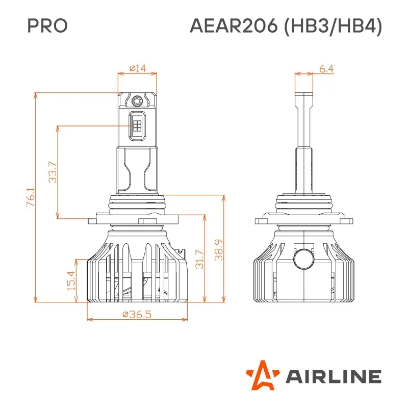 Лампа светодиод. HB3/HB4 PRO, 50Вт, 9200Лм (4600Лм x 2), 3000К, 12/24В, кмпл. 2 шт.