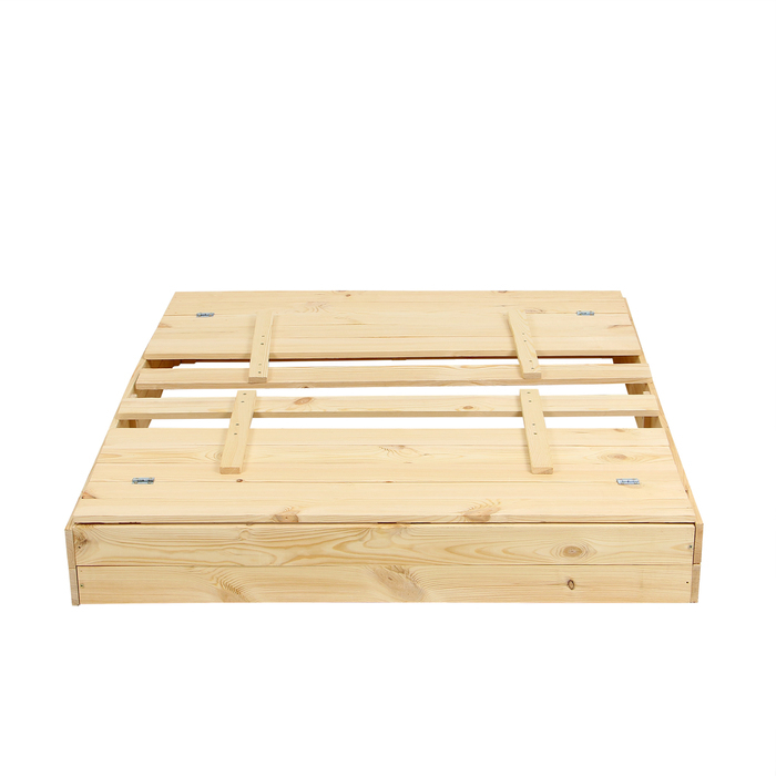 Песочница деревянная, с крышкой, 150 × 140 × 18 см, без покраски, лавочки (2 шт.), Greengo Песочница деревянная, с крышкой, 150 × 140 × 18 см, без покраски, лавочки (2 шт.), Greengo