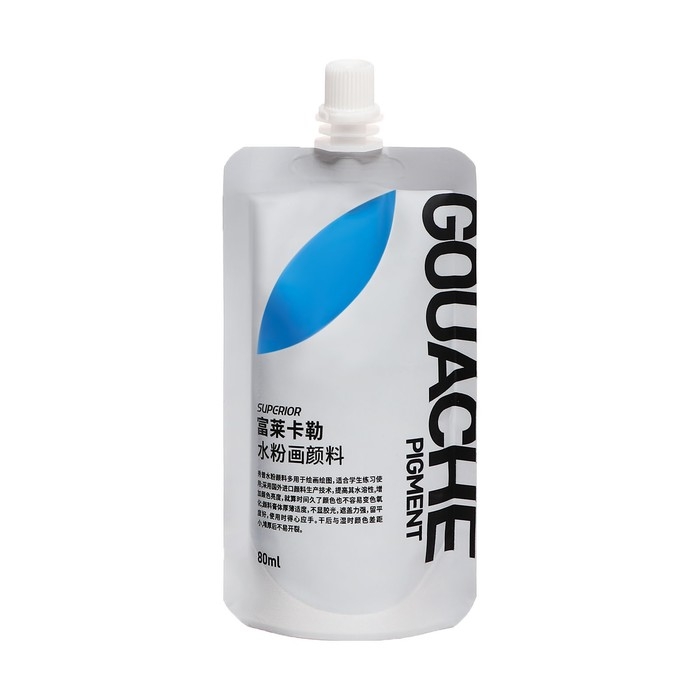 Гуашь художественная 80 мл, в дой-паке с крышкой, синий Гуашь художественная 80 мл, в дой-паке с крышкой, синий