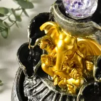 Фонтан настольный от сети, подсветка "Ганеша у фонтана" 16х16х23 см