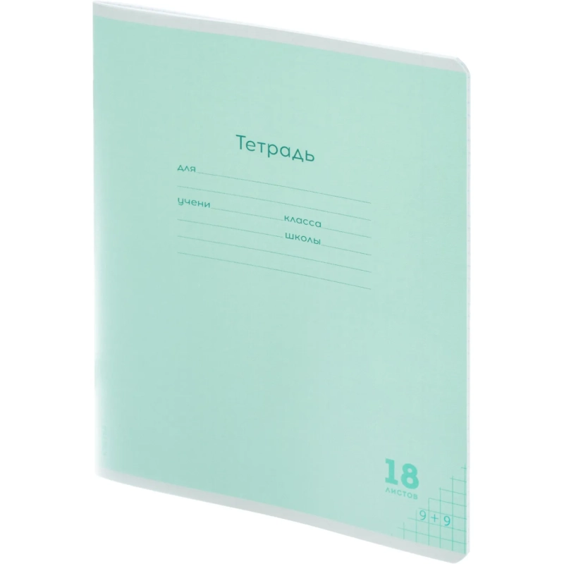 Тетрадь КЛЕТКА 18л.проз.плас.обл.plastic cover КЛАССИКА NEW ЗЕЛЕНАЯ,18-1396