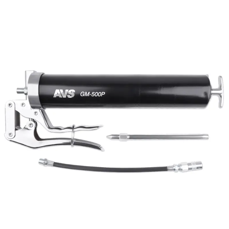 Шприц рычажно-плунжерный 500 мл для одной руки (гибкий шланг, трубка) под тубу AVS GM-500P