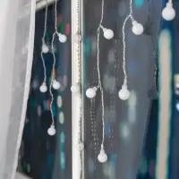 Гирлянда &laquo;Бахрома&raquo; 3&times;0.5 м с насадками &laquo;Шарики&raquo;, IP20, прозрачная нить, 80 LED, свечение мульти (RG/RB), мигание, 220 В