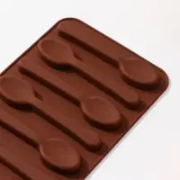 Форма для шоколада Доляна &laquo;Ложечки&raquo;, силикон, 13,5&times;9,5&times;0,7 см, 6 ячеек (8,3&times;1,8 см), цвет коричневый
