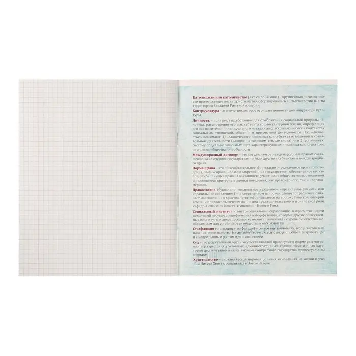 Тетрадь предметная Calligrata "Животные мемы", 36 листов в клетку Обществознание, со справочным материалом, обложка мелованная бумага, блок №2 (серые листы)