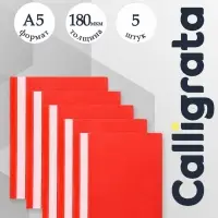 Набор папок-скоросшивателей А5, 5 штук, Calligrata, 180 мкм, с прозрачным верхом, красный