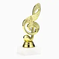 Кубок &laquo;Скрипичный ключ&raquo;, наградная фигура, подставка камень белая, 14.5 см