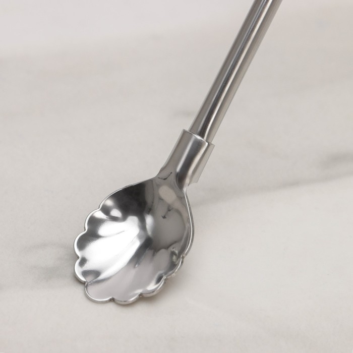 Ложка-трубочка для коктейля из нержавеющей стали «Ракушка», длина 21 см, цвет серебряный Ложка-трубочка для коктейля из нержавеющей стали «Ракушка», длина 21 см, цвет серебряный