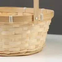 Корзина плетёная, 26&times;26&times;12 см, ручка h=18 см, бамбук, натуральный цвет
