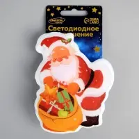 Светодиодная игрушка на липучке &laquo;Дед Мороз с подарками&raquo; 9&times;10 см, батарейки LR44&times;3 (в комплекте), свечение мульти