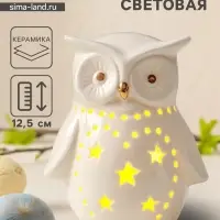Фигурка светящаяся &laquo;Филин в звёздочках&raquo;, белый, керамика, 10.5&times;8&times;12.5 см