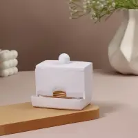 Органайзер для ватных палочек, с крышкой, 9&times;6.5&times;7.5 см, белый