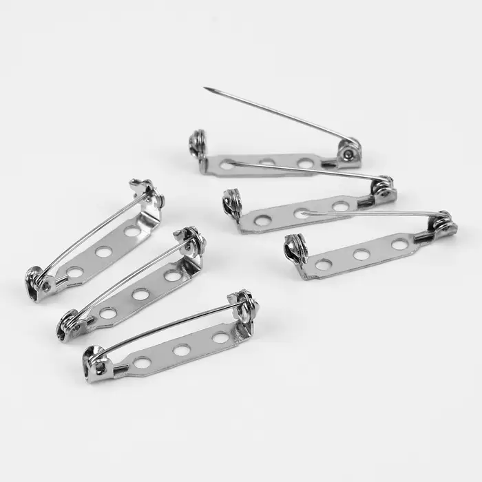 Основа для броши, 3 отверстия, 27 мм, 10 шт, цвет серебряный