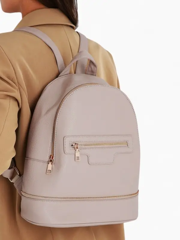 Рюкзак женский на молнии, с карманом, размер 27&times;13.5&times;33 см, бежевый