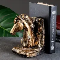 Держатель - подставка для книг на полку &laquo;Лошадь&raquo;, 19&times;11&times;10 см, полистоун под бронзу