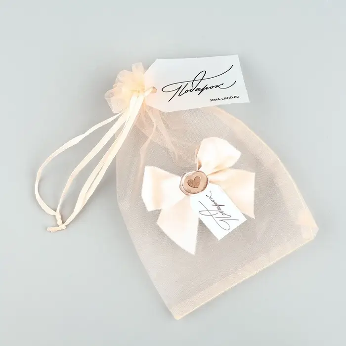 Мешочек подарочный из фатина с термонаклейкой «Бант», 11 х 16 см +/- 1.5 см
