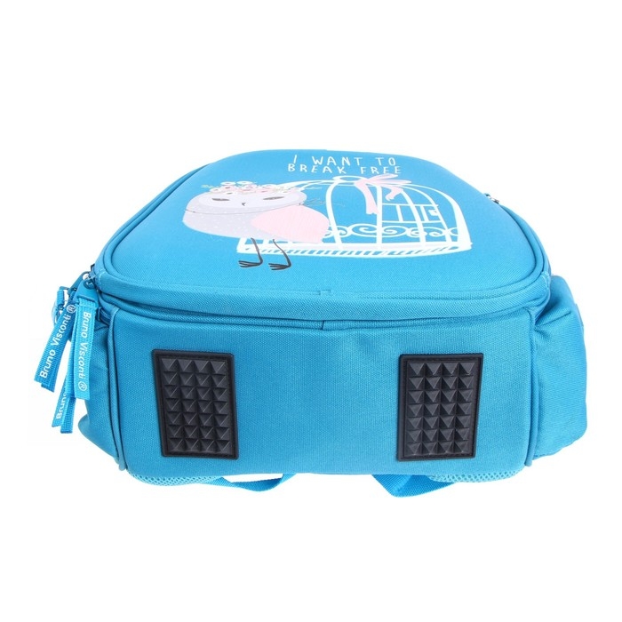 Рюкзак каркасный 36 х 28 х 17 см, + пенал, Bruno Visconti "CUTE OWLS. КОКЕТКА", бирюзовый