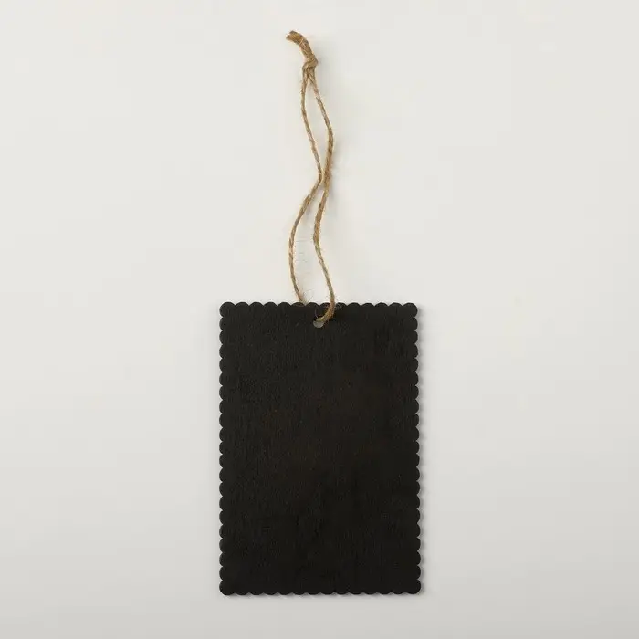 Меловой ценник «Бирка» 10×7, на верёвке, ребристый прямоугольник, (фасовка 10 шт.), цвет чёрный