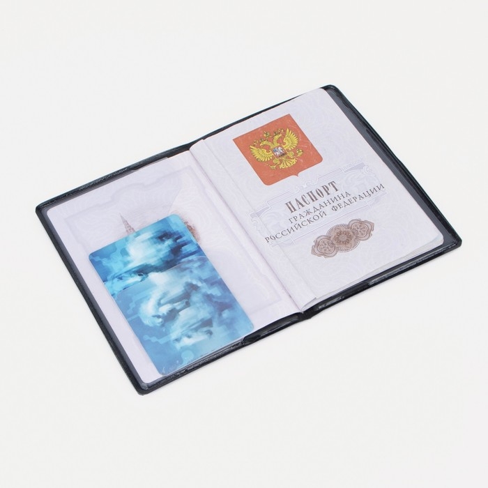 Обложка для паспорта, цвет синий Обложка для паспорта, цвет синий