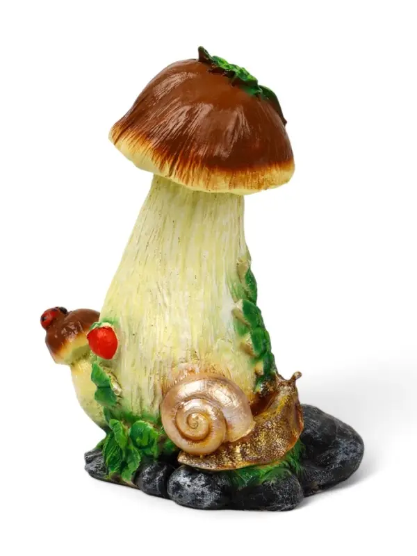 Садовая фигура из полистоуна &laquo;Гриб с ягодой и улиткой&raquo;, 32.5&times;19&times;26 см