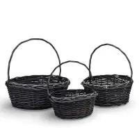 Набор корзин 3 шт ИВА 36x36x14 30x30x12 25x25x11 см ПЛЕТ ручка h=23/20/17 см