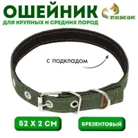 Ошейник брезентовый с подкладом, 52&times;2 см, тёмно-зелёный
