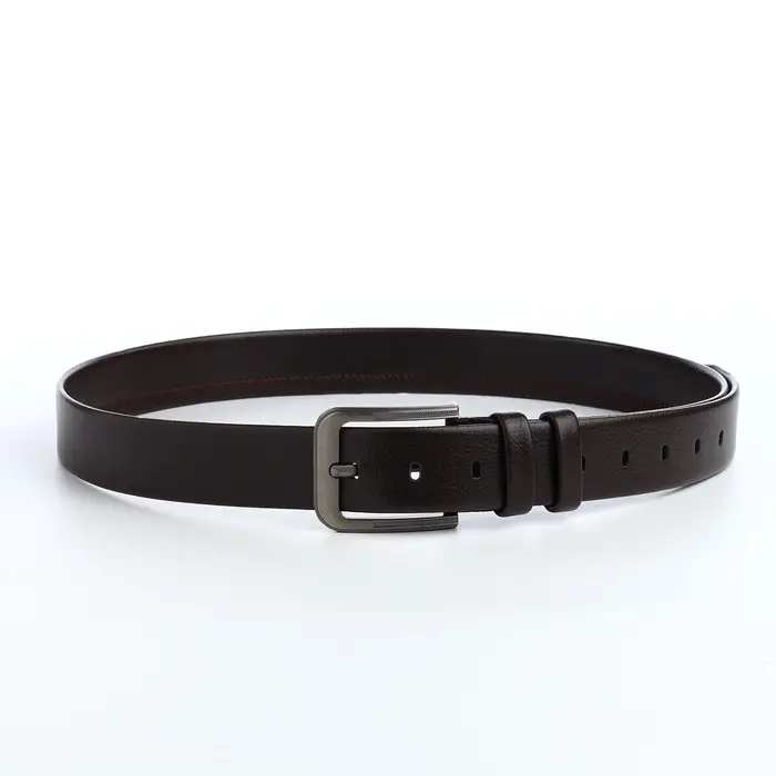 Ремень мужской, ширина 4 см, винт, пряжка металл, коричневый