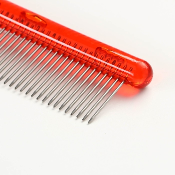 Расчёска для шерсти  Расчёска для шерсти "Пузырьки", прозрачная, 20 х 3,6 см, красная