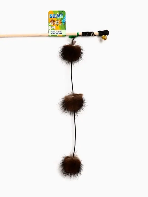 Дразнилка - удочка &laquo;Салют из норки&raquo;, на деревянной палочке, цвет МИКС