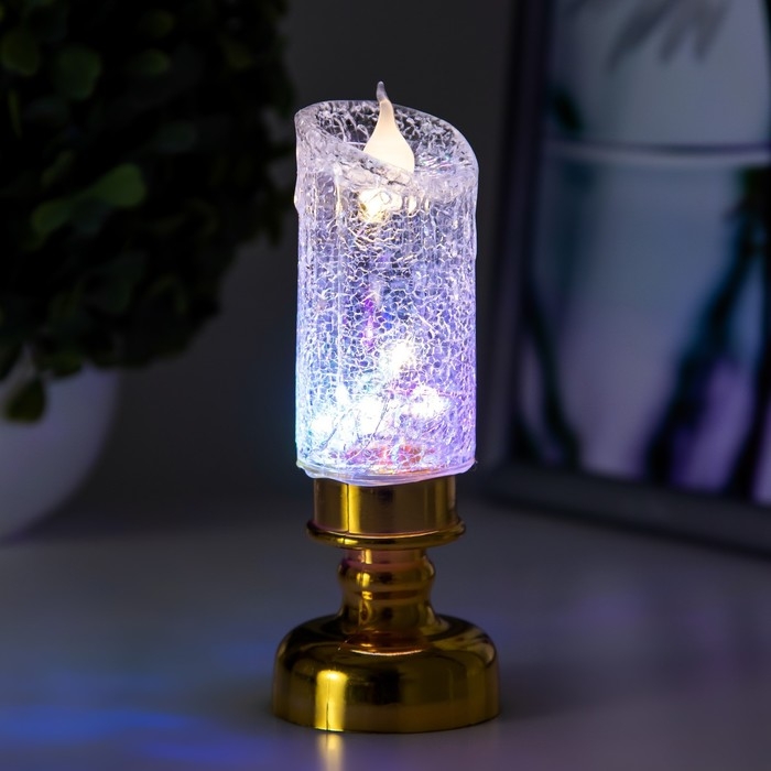 Ночник Ночник "Ледянная свеча" LED 1Вт от батареек 3хLR44 золото 4,5х4,5х12 см RISALUX