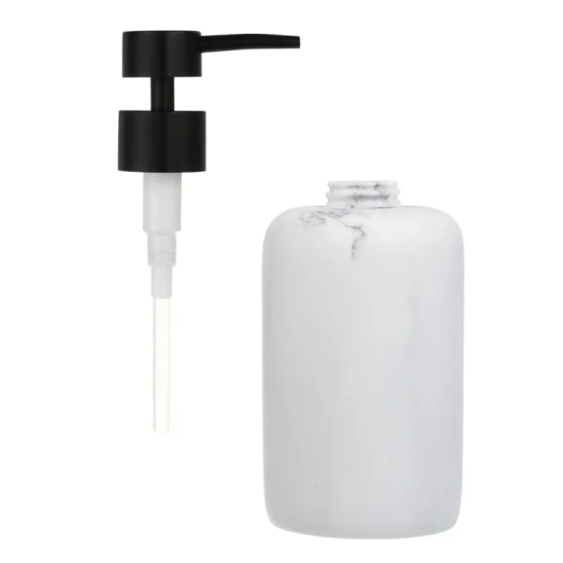 Диспенсер для жидкого мыла тм VETTA Мрамор, 300мл, смола (полирезин), бело-серый, 7,4x7,4x16,5см