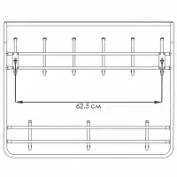 Вешалка настенная с полкой, 9 крючков, 2 яруса, 73&times;22&times;58 см, коричневая